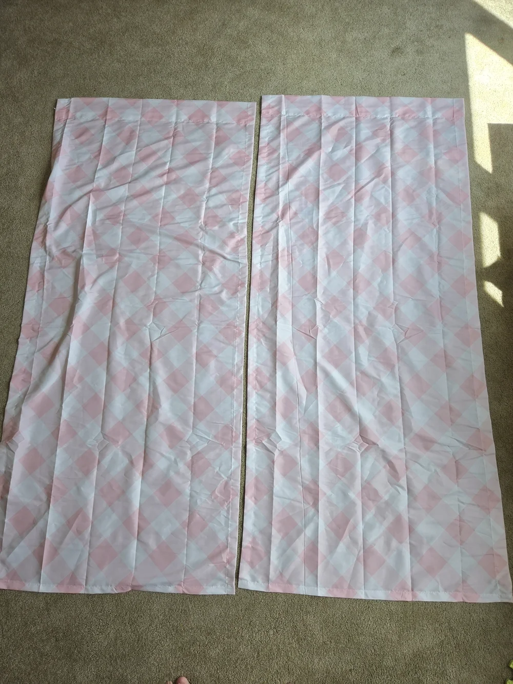Pink Plaid Window Curtains - Home Accents